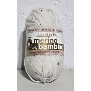 Cleckheaton Merino Bambino Yarn Australian Wool 4-ply White With Black Speckles